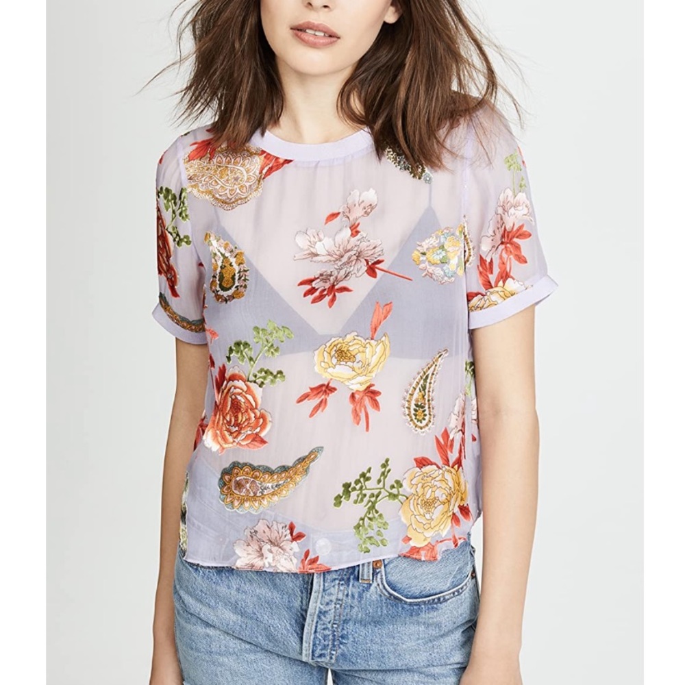 Alice and Olivia Piera Rib Trim top, size medium